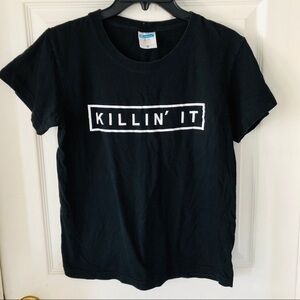 Black cotton Killin it graphic short Sleeve T-shirt size medium